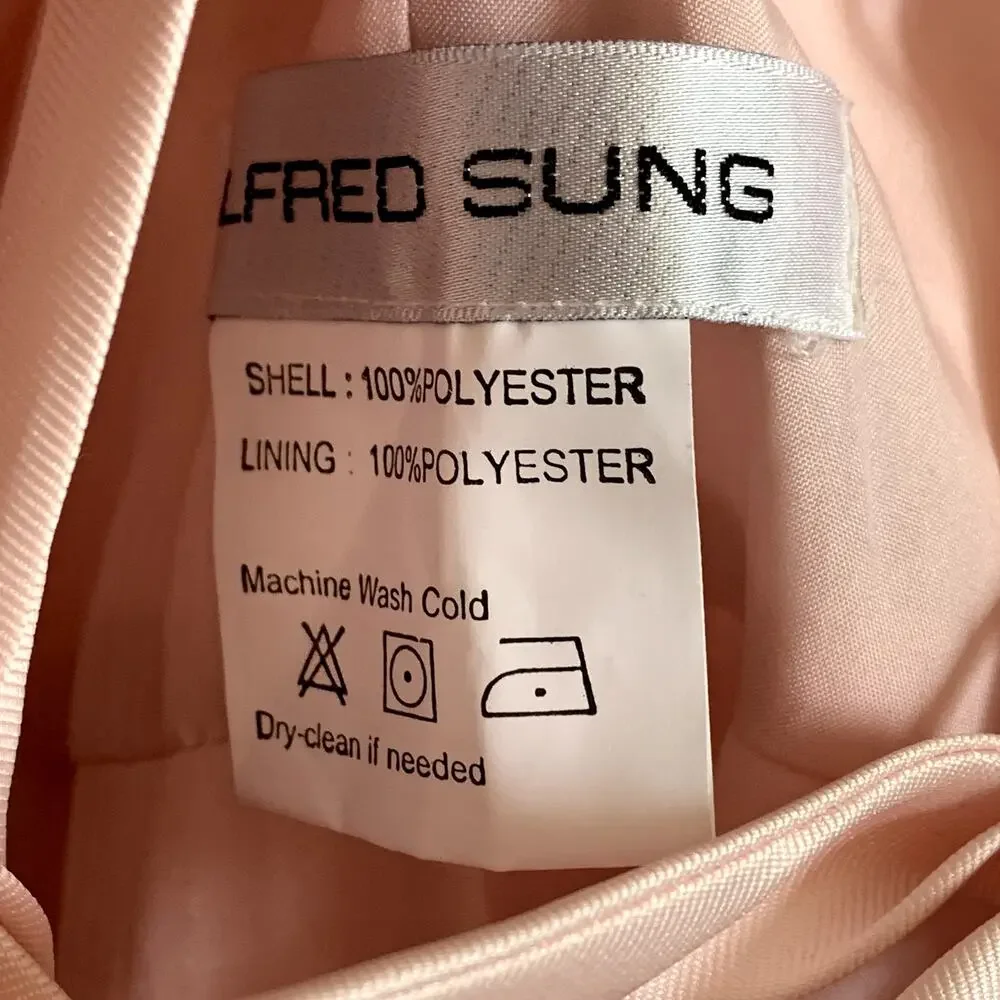 NWT Alfred Sung Lace-Up Back Satin Bridesmaid Gown in Blush Pink D763 - Picture 6 of 9
